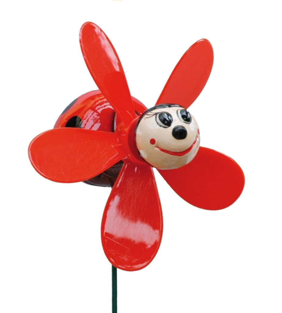 SK Style Garten-Windspinner Marienkäfer - 116 Cm Hoch, Bunt, Metall, Dreht Sich Im Wind
